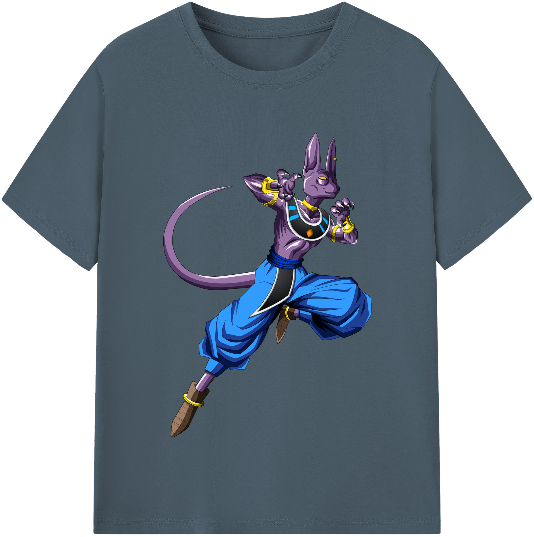 （画像用） ドラゴンボール ビルス 破壊神ビルス DRAGON BALL Beerus Birusu 綿100％半袖Tシャツ（フロントプリント）